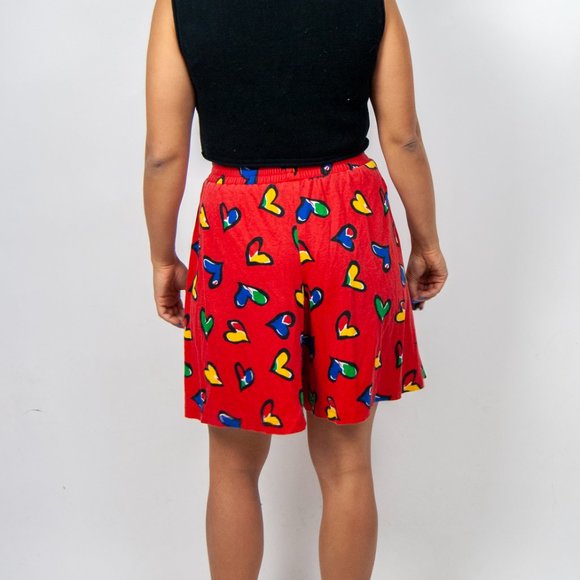 80s heart print swing shorts 3 M medium L large / oversized shorts / romantic sh - Picture 2 of 5